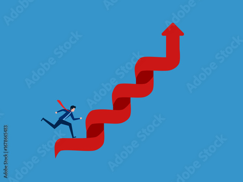 businessman climbs the stairs to grow.