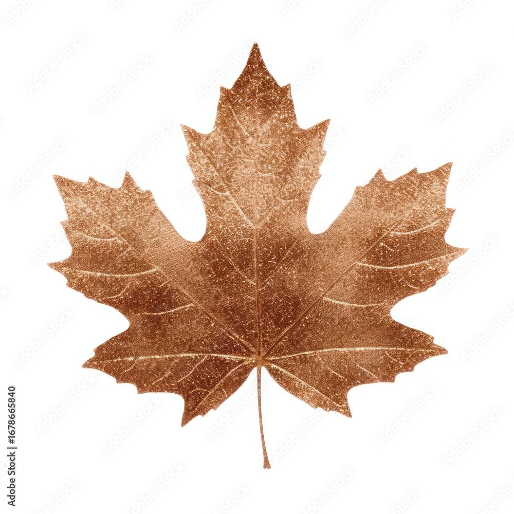 Naklejka premium Brown maple leaf icon plant tree white background.