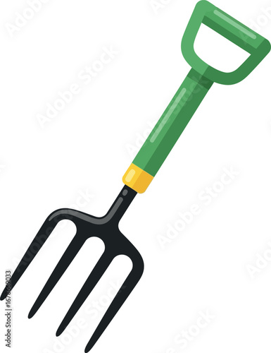 Garden fork tool for digging soil cultivating ground gardening vector