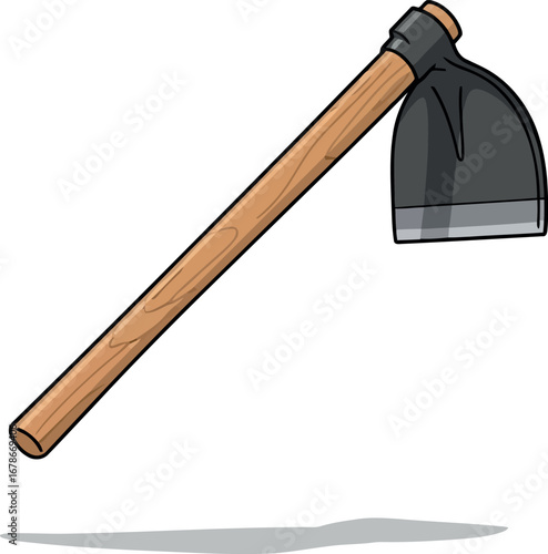 Garden hoe tool wood handle agricultural farming equipment vector