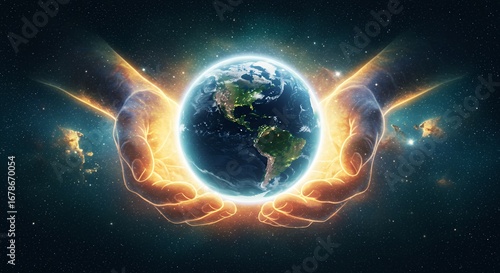 Earth held in hands inspiring image