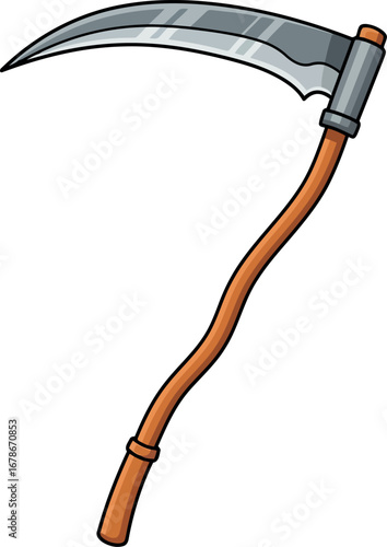 Grim reaper scythe icon weapon silhouette stylized ancient tool isolated vector vector
