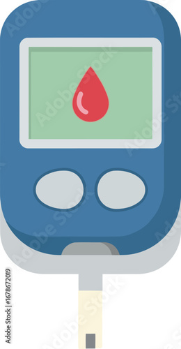 Digital glucometer blood sugar monitor testing medical device health check vector
