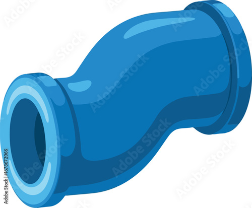 Blue plumbing pipe elbow connector smooth curve for water systems industrial construction vector