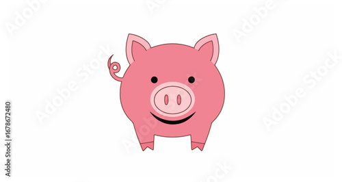 Cartoon illustration of a cute pink pig