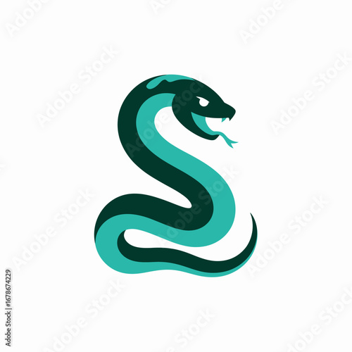Stylized illustration of a green and teal snake coiled into the shape of the letter S.
