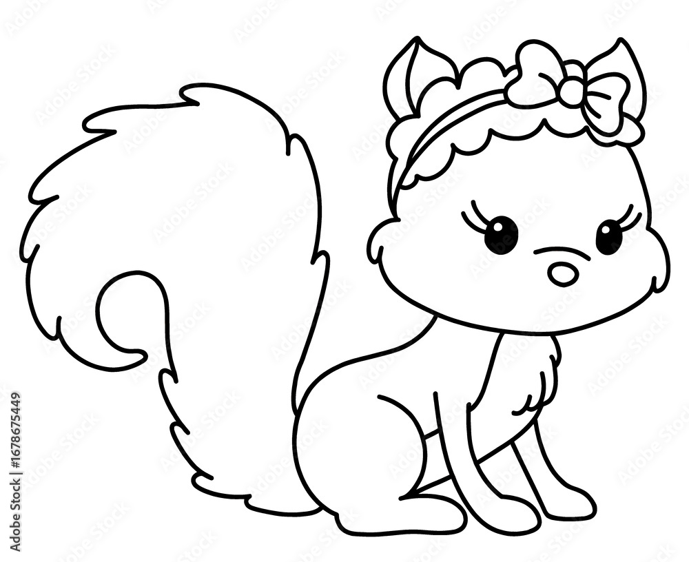 Obraz premium Coloring for children and adults, coloring of the animal world, squirrel.