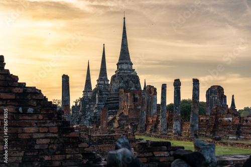Ancient city, Ayutthaya, sunrise sunset