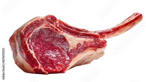Close-up of a raw rib-eye steak