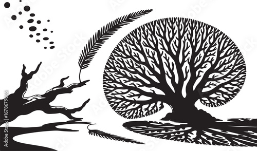 The Tree of Knowledge: A Feather's Whisper of Inspiration and Growth