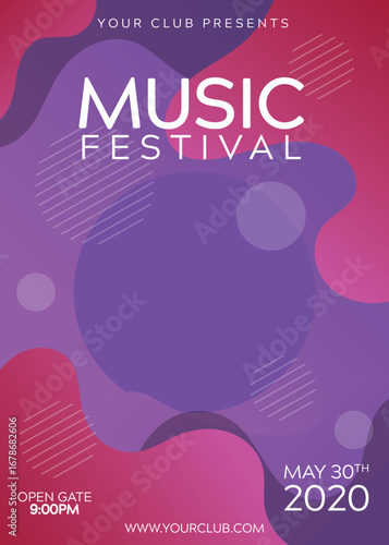 Neon music poster template print 3