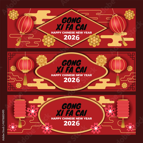 many varieties of lanterns in the chinese new year banner