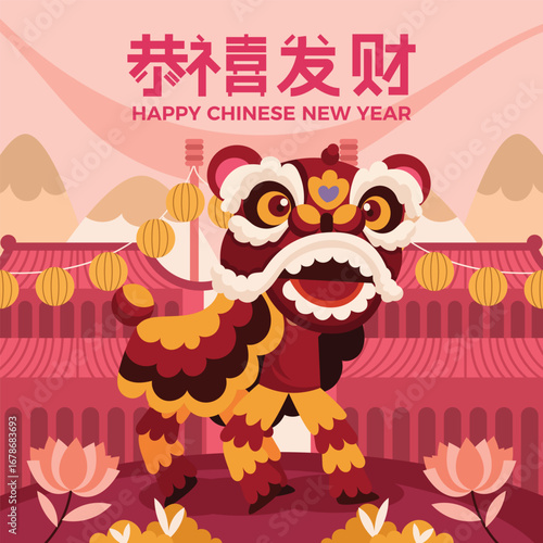 Lion Dance Character in Chinese New Year Concept