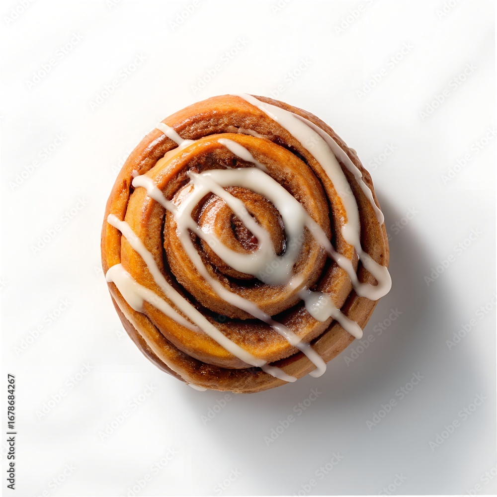 Fototapeta premium Indulge in a delicious cinnamon roll dripping with sweet icing perfect for breakfast or a tasty dessert