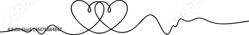 Show your love with this single line drawing of two hearts intertwining on white