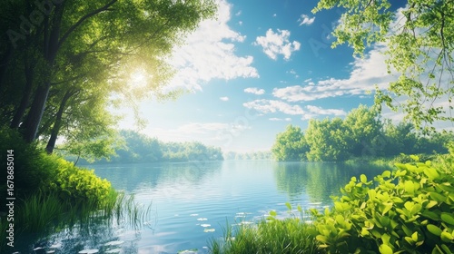 Lush Lake View from the Shore