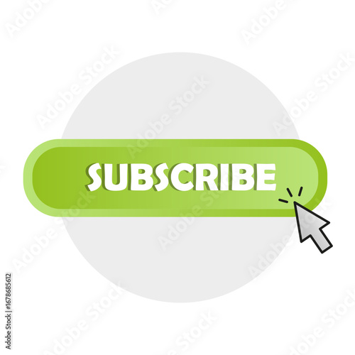 Subscribe button. Social media icon. Newsletter signup symbol. Green follower Vector.