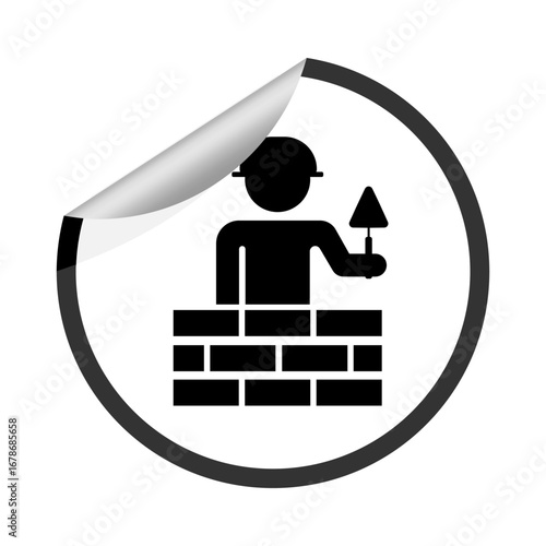 Builder person icon. Construction worker symbol. Black bricklayer emblem Vector. Handyman profession sign.