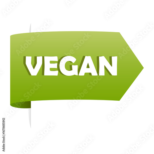 Vegan text banner. Healthy lifestyle label. Green organic symbol. Vector dietary element.