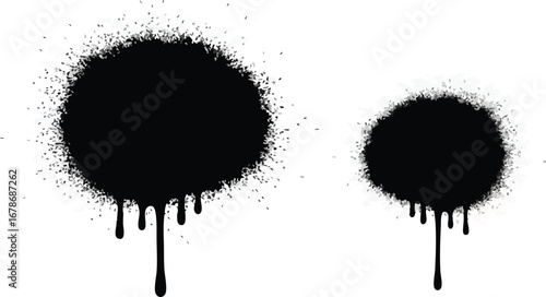 Dynamic black spray paint splatters with dripping effect create edgy urban art elements