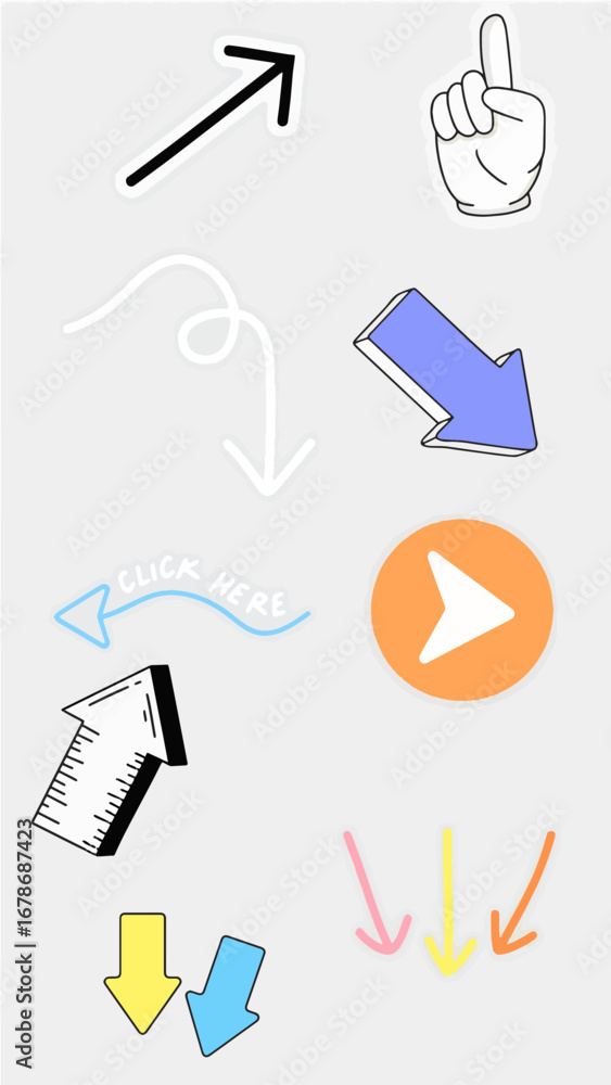 Fototapeta premium Hand drawn arrows and pointers
