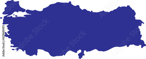 Blue Turkey map icon vector isolated on white background for geography, travel, and infographic design