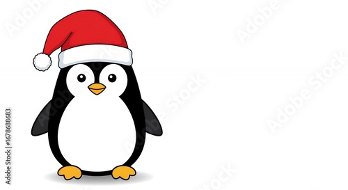 Cute penguin cartoon illustration in santa hat