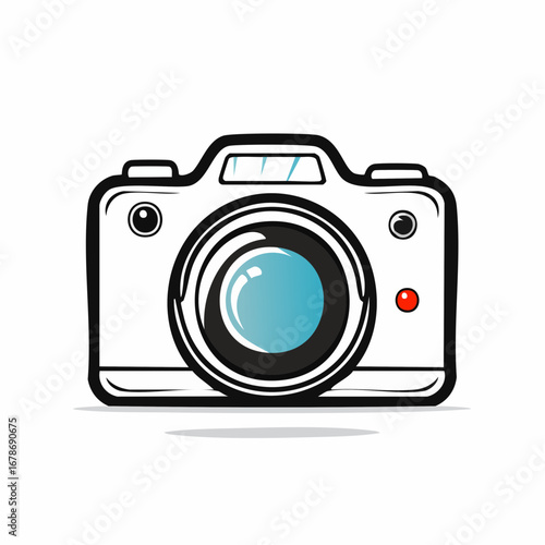 A minimalistic line art image of a camera. The image features the basic components, and its ready to capture memories
