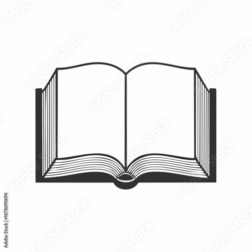 An open book, inviting exploration and learning. Its pages are blank, ready to be filled with words and knowledge.