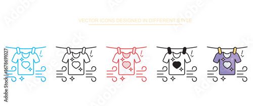 Drying Clothes icon design with white background stock illustration