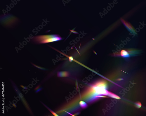 Transparent holographic patterns shimmer with multi-colored light refractions. The dynamic textures bring life and movement to any composition. Great for digital backgrounds and futuristic themes.