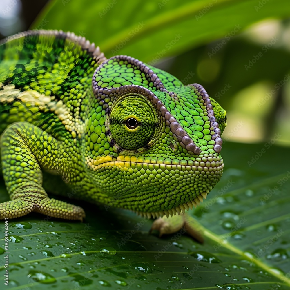 Fototapeta premium green lizard on a branch