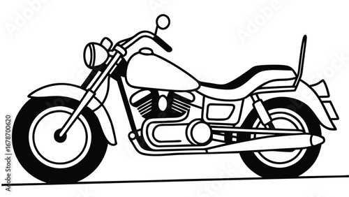 Classic motorcycle drawing offers vintage style and bold design element
