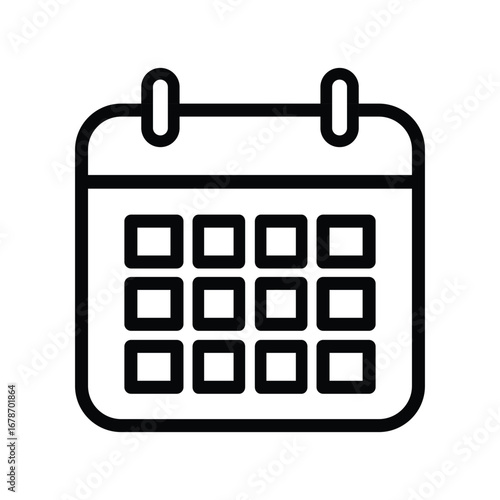 Black and White Calendar Icon Vector