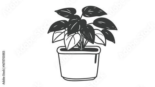 Stylish potted houseplant illustration for modern interiors projects