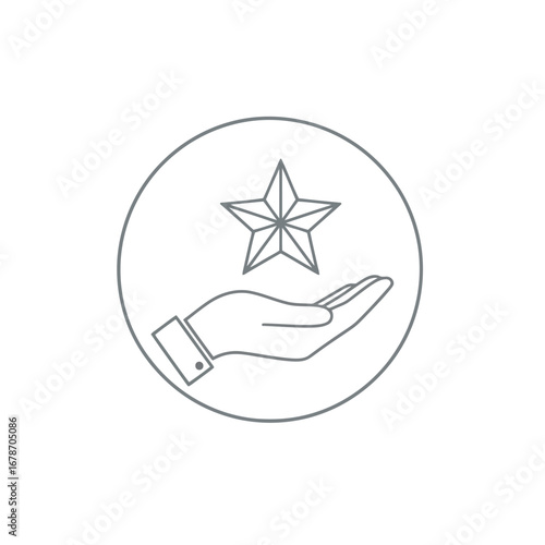 Vector illustration of a hand holding a star icon, representing success, achievement, and recognition