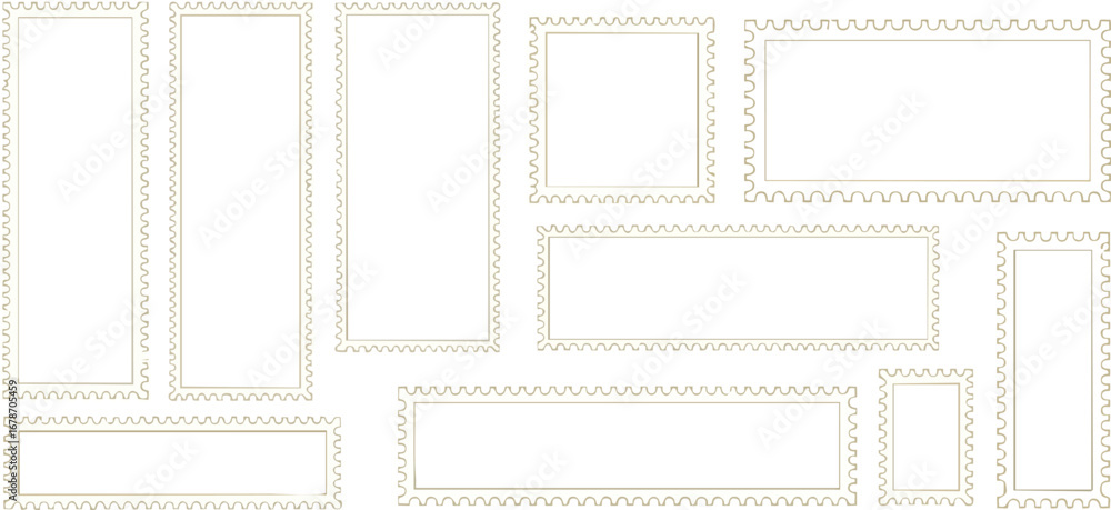 Obraz premium Elegant gold border frames with perforated edges for creative design projects