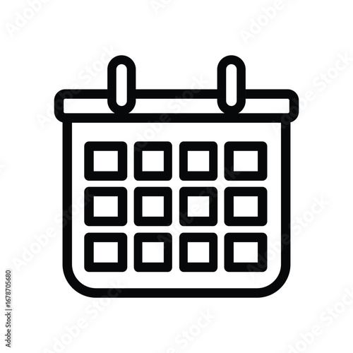 Black and White Calendar Icon Vector