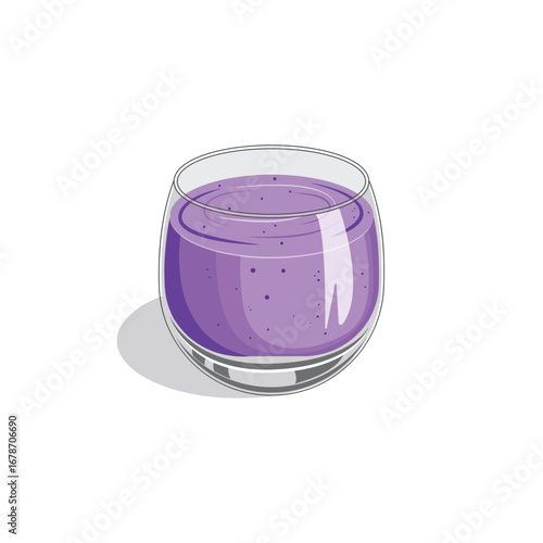 Illustration smoothies in a glass cup. Summer drinks. Cup of fruity organic shake. Fruit cocktail. Vector illustration. Smoothie Strawberry, Blueberries, Orange, Mango, Coffee and Grape.