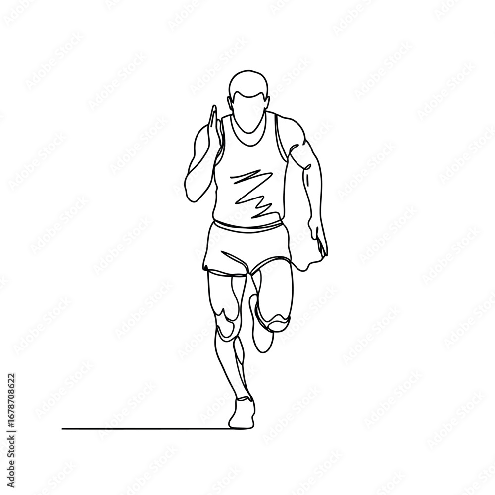 Fototapeta premium Line art of a male runner in motion vector line art