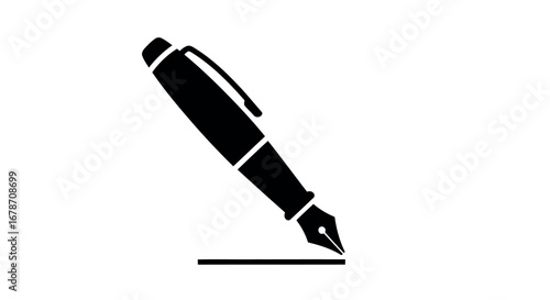 Fountain pen writing vector silhouette.