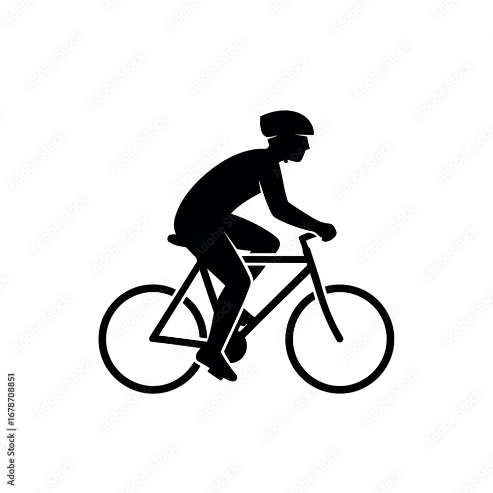 Fototapeta premium Silhouette of a cyclist on a bicycle vector line art