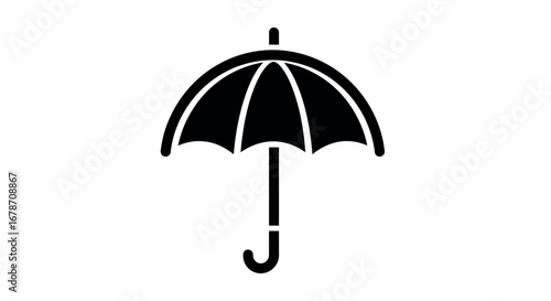 Black silhouette of an open umbrella vector line art. silhouette.