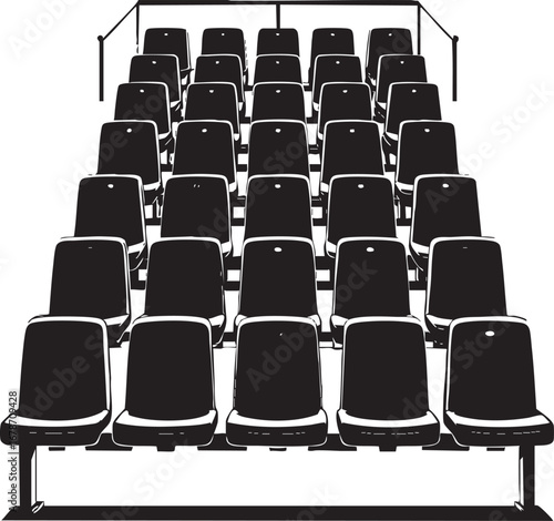 Stadium Seat Silhouette, Black Vector Illustration Design