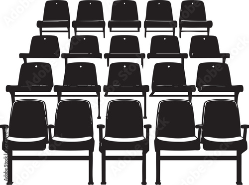 Stadium Seat Silhouette, Black Vector Illustration Design