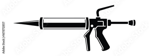 Black and white illustration of a grease gun with a pointed nozzle