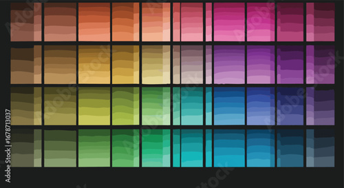 Vibrant gradient color palette swatches showcase modern design inspiration for creative projects