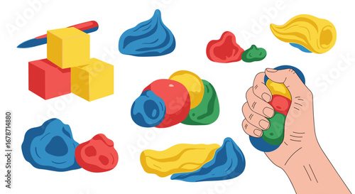 Colorful squishy toys and modeling clay for kids creative fun and stress relief activities