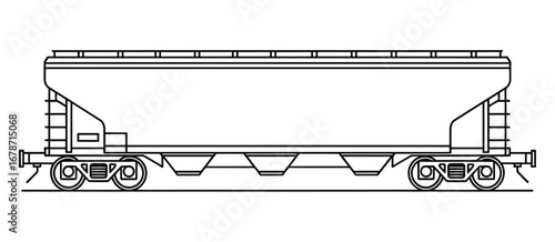 Outline drawing of a freight hopper train car