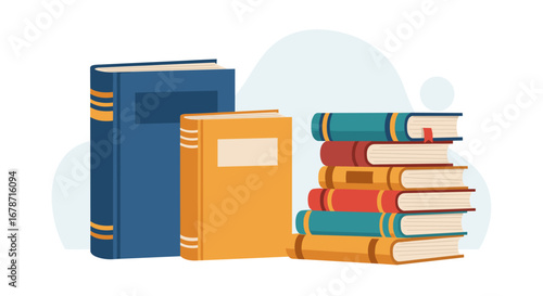 A Collection Of Books, Featuring A Diverse Range Of Book Covers And Styles, Depicting Education, Reading, And Literature, Perfect For Educational Or Publishing Design Purposes.